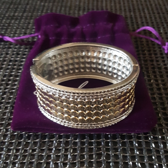 Gold-tone Pin Dot Large Cuff Bracelet - Picture 1 of 5